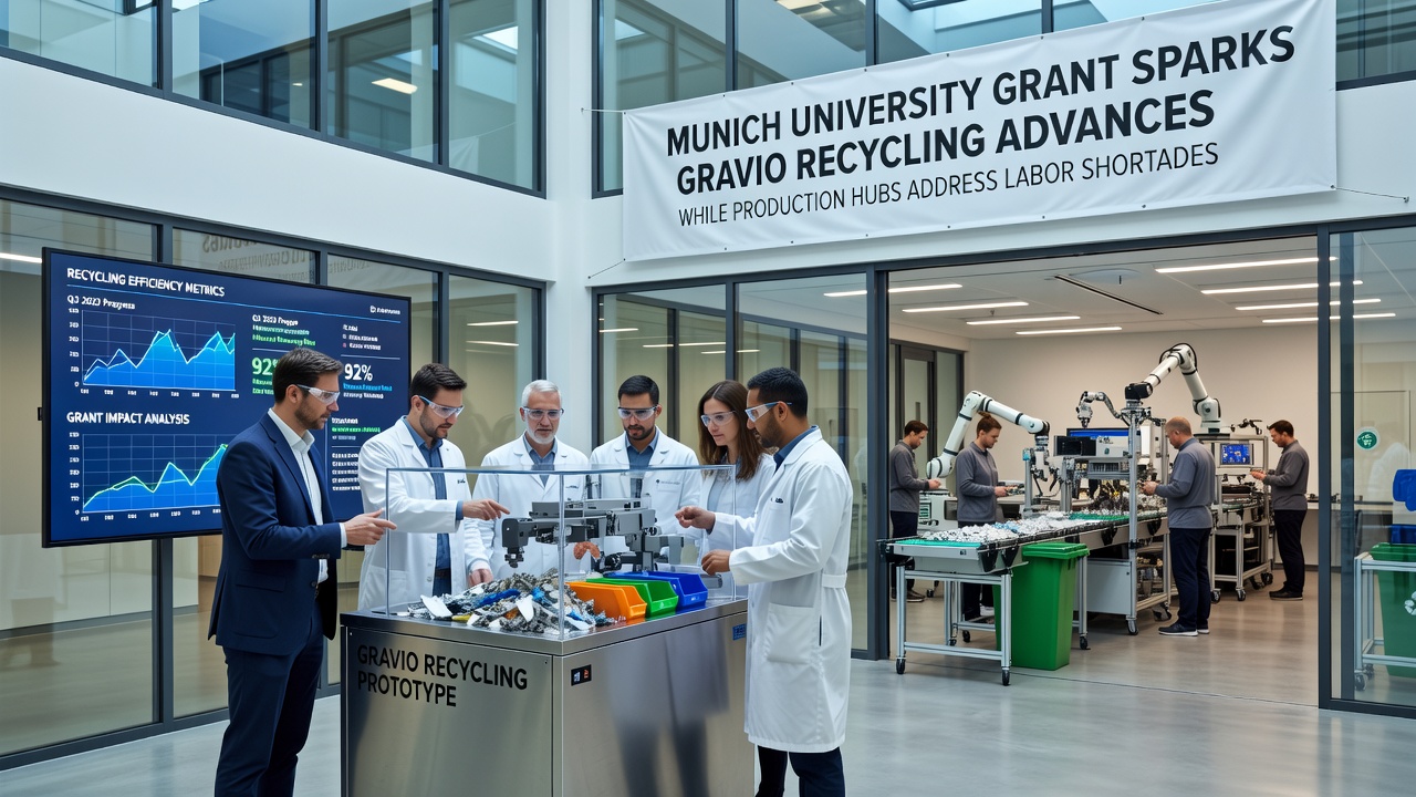 Production facility implementing new Gravio recycling techniques to manage component supply and staffing challenges